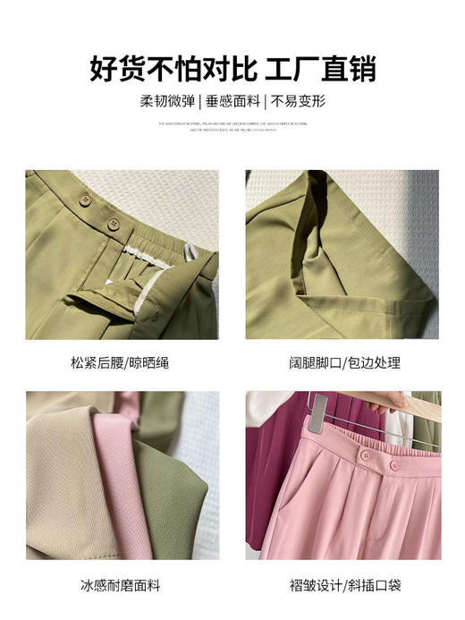 【冰感出行 爽到不行】时尚OL必备！设计感西装短裤，高腰显瘦，阔腿藏肉，秒变大长腿！冰感耐磨面料，百搭双扣，掀起休闲五分裤新风潮！ 商品图1