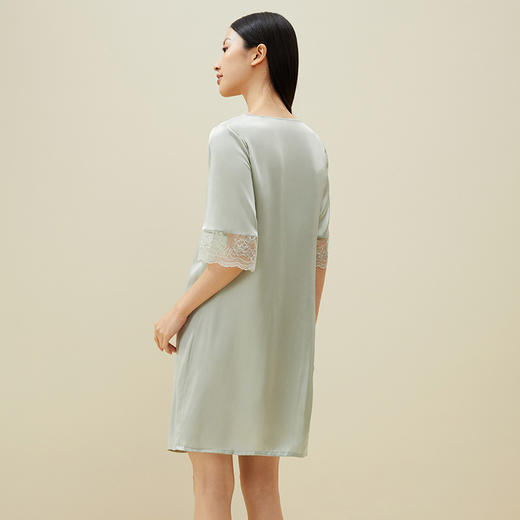 金三塔真丝睡裙女蕾丝短袖100%桑蚕丝性感可外穿睡衣家居服   YSFBA323（限价款） 商品图3