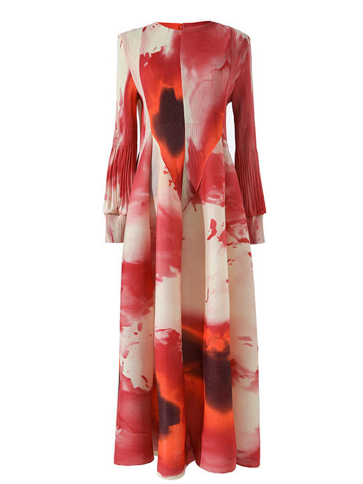 雀说 连衣裙女春夏高级感时尚灯笼袖宽松大码半高领长裙4ZF-0547 商品图6