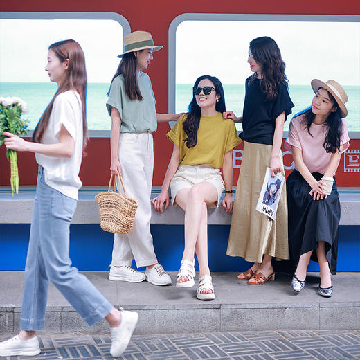 【福利清仓】多色！棉麻连肩袖透气短袖T恤 商品图2