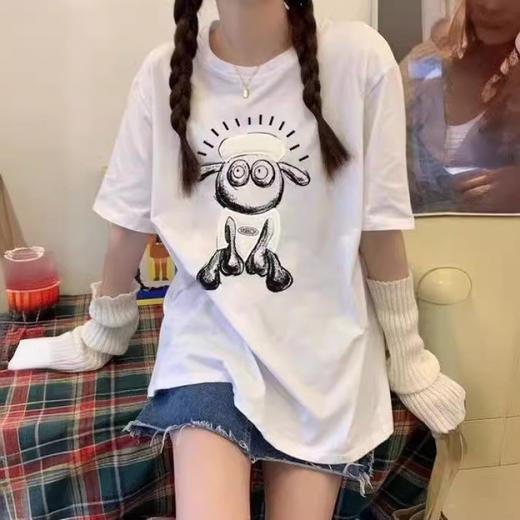 【更柔，更滑，更透气！】2024年夏季宽松潮牌 半袖纯棉 设计感上衣百搭 圆领T恤女短袖-QQ 商品图5