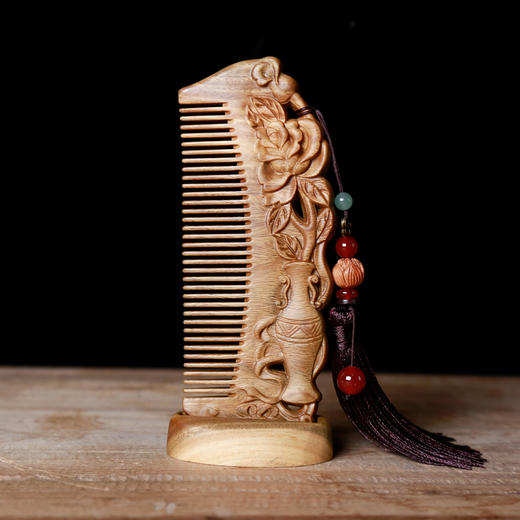 周广胜绿檀木梳子礼盒， 非遗手工雕绿【G】 商品图0