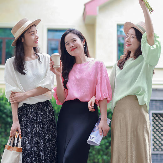 【福利清仓】100%真丝花萝夏泡泡袖女上衣 商品图3