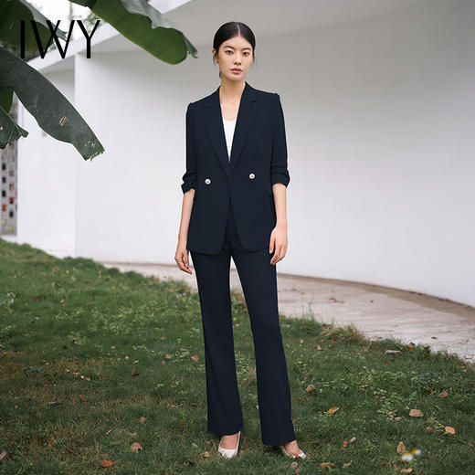 IWY/时尚高端藏青色西装外套女韩版售楼部职业装气名媛通勤西服olC14234+P34234 商品图2