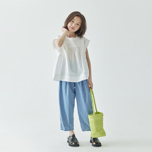 棵初2024夏季新品女童法式花边飞袖上衣亲子款俏皮甜美纯白衬衫 商品图1