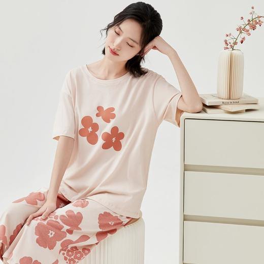 3部顶瓜瓜女士小圆领短袖七分裤家居服套装DJJWX-AQW22590 商品图4