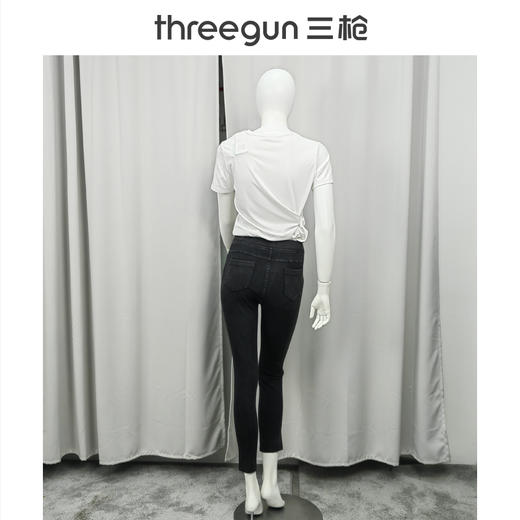 Threegun三枪 水洗牛仔修身女九分裤-60882B011 商品图5