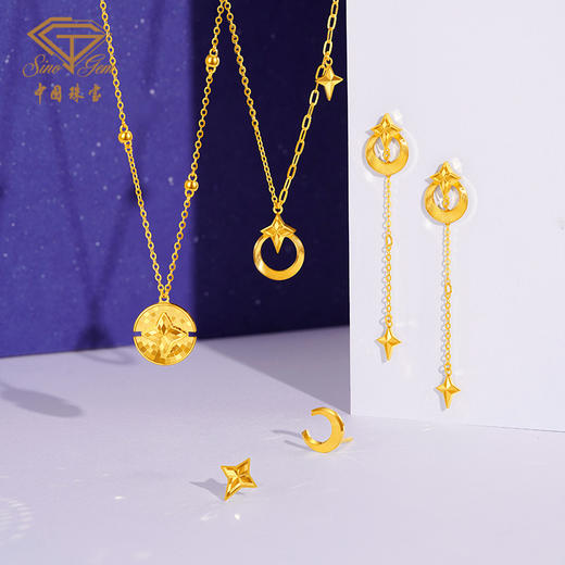 「追光」星愿黄金星月耳钉耳饰 商品图3