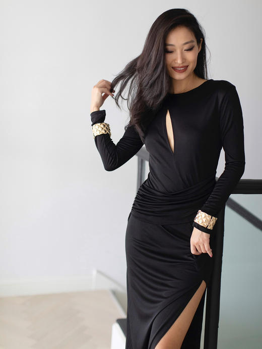 CG｜Julia Dress 长袖针织连衣裙［ 黑 ] 商品图0