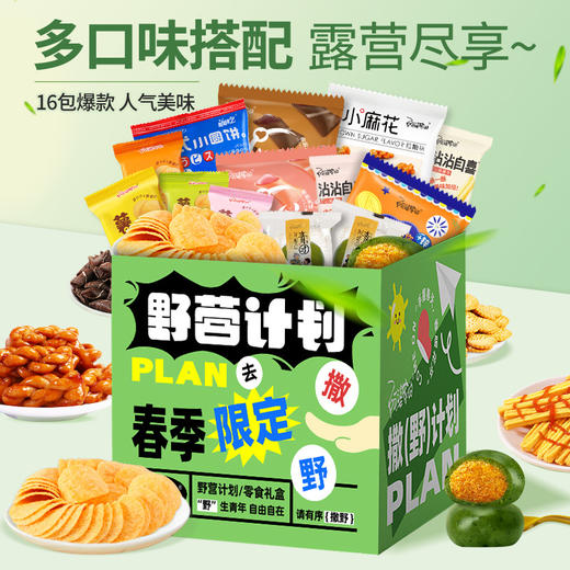 「“撒野”计划！多口味搭配」阿婆家的野营计划露营零食大礼包礼盒 春游的用品网红零食休闲 商品图1