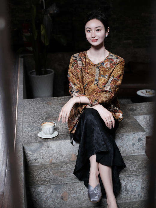 盛唐婧 |香云纱江涯海水纹两面穿外套 商品图5