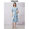 VIMAGE纬漫纪夏季新款时尚V领挂脖修身显瘦印花连衣裙V2107750 商品缩略图3