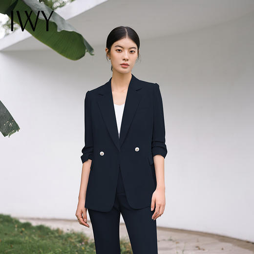 IWY/时尚高端藏青色西装外套女韩版售楼部职业装气名媛通勤西服olC14234+P34234 商品图3