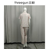 Threegun三枪 高支纯棉彩格翻领开襟短袖长裤女家居套-82114D011 商品缩略图5