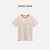 COCO ZONE“橘子”夏季时尚条纹短袖T恤复古撞色圆领修身显瘦上衣CC1B1089 商品缩略图0