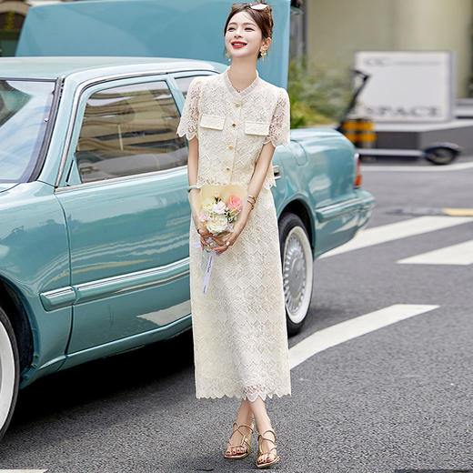 小香风气质显瘦，职业白色半身裙套装裙HR-YRX9101 商品图2