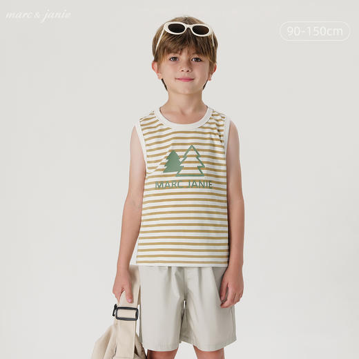 马克珍妮2024年夏装新款 男童城市户外山系小标纯棉背心 240587 商品图0