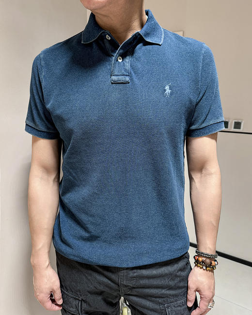 单品包邮现货 THS 4.18-  polo RL家 马球 小马标 美网customfit修身indigo蓝染做旧珠地马球恤AH2415 商品图0