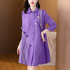 雀说 褶皱大码连衣裙春夏装翻领宽松大码胖MM显瘦单排扣开衫4ZF-8003 商品缩略图7