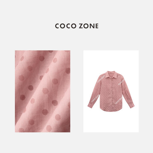 COCO ZONE"霓虹甜心”复古波点翻领单排扣衬衫时尚百搭长袖开衫上衣CC1B1021 商品图2