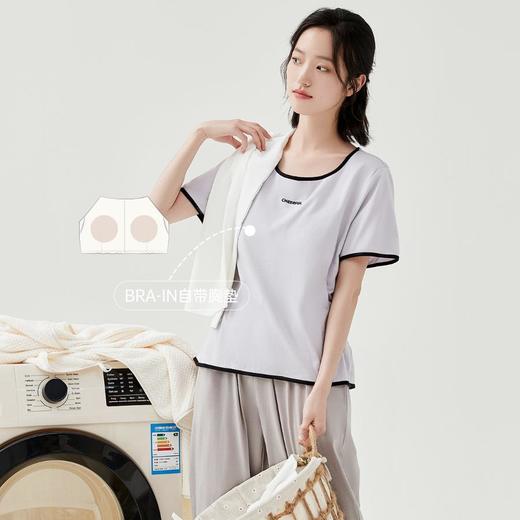 3部顶瓜瓜女士带胸垫可外穿短袖长裤家居服套装DJJWX-AQW22626 商品图2