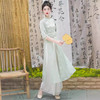 WY73-106-2090 2090新中式旗袍连衣裙夏季国风气质收腰修身显瘦套装高品质雪纺裤 商品缩略图3