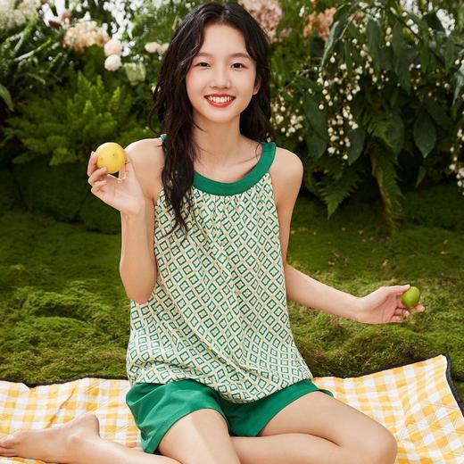 3部顶瓜瓜女士趣野短袖双层肤感家居服套装DJJWX-AQ22565 商品图1