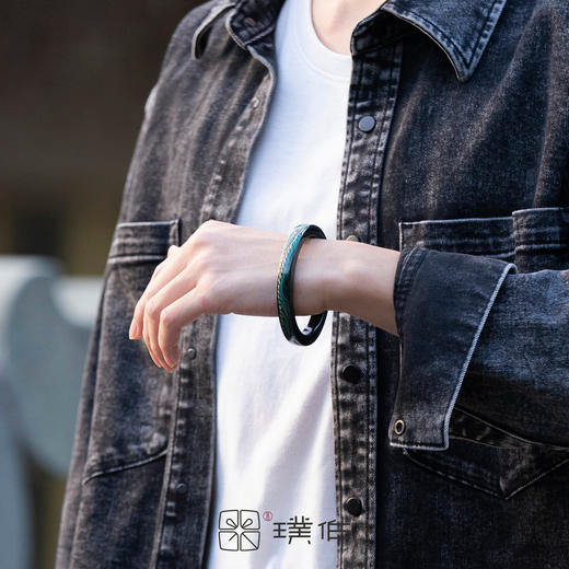 璞作文化 龙凤叮当手镯/青白龙手镯/老虎手镯 和田玉大漆工艺 商品图7