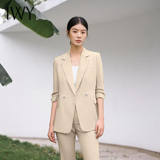 IWY/简约干练卡其色西服外套女春夏教师面试气质西装Ol商务职业装C14234+P34234 商品图4
