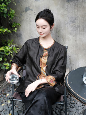 盛唐婧 |香云纱江涯海水纹两面穿外套