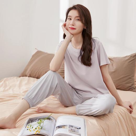 3部顶瓜瓜全棉撞色女士短袖长裤套装DJJWQ-AQW22637 商品图0