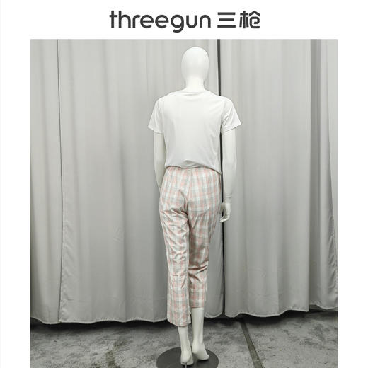 Threegun三枪 高支纯棉彩格女家居长裤-61216B011 商品图5