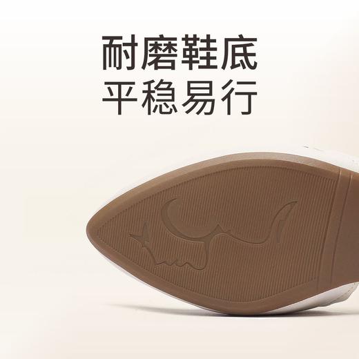 信诺 真皮包头凉鞋 2024新款夏季一字扣中空尖头中跟女粗跟妈妈鞋24C3113-026 商品图4