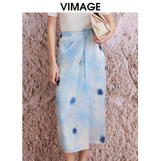 VIMAGE纬漫纪夏季新款时尚浪漫高腰显瘦印花半身裙V2106721 商品图5