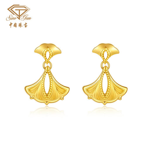 「追光」繁花黄金耳饰 银杏足金耳坠 商品图3