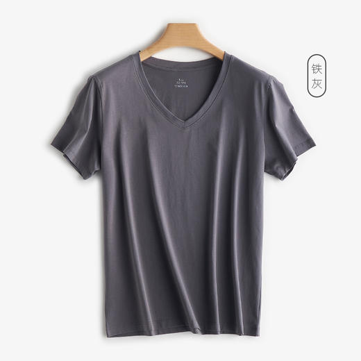 weyo 夏季新款女纯色长绒棉V领显瘦短袖T恤13303 商品图2