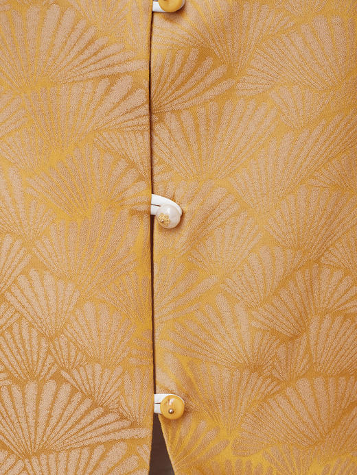 盛唐婧 |提花真丝缎双面穿对襟马甲-黄色 商品图4