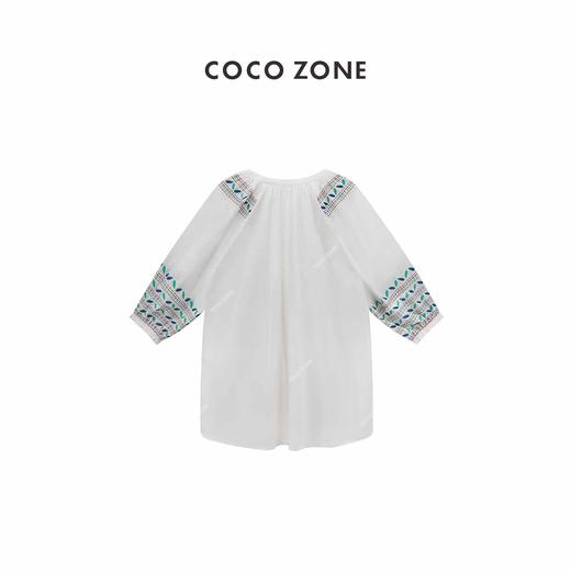 COCO ZONE"蔷薇日记”时尚高级感绣花短袖衬衫宽松显瘦V领套头上衣CC1B1041 商品图1