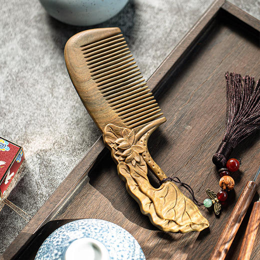 周广胜绿檀木梳子礼盒， 非遗手工雕绿【G】 商品图5