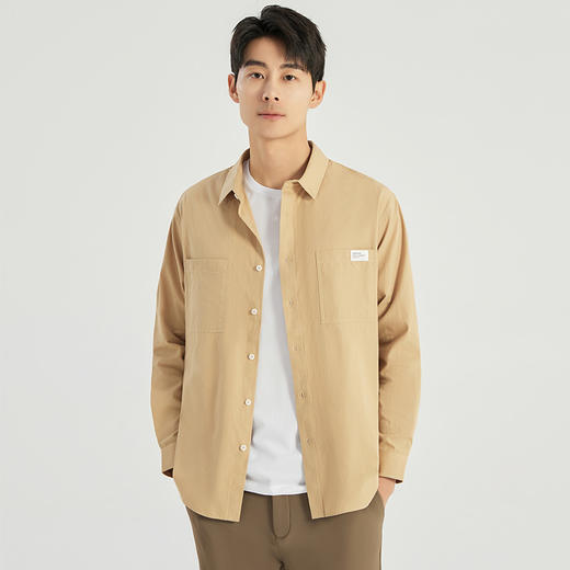 【100%棉】圣得西年春季男士中青年胸前口袋商务长袖衬衫 商品图1
