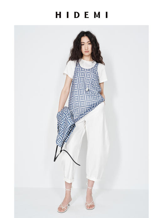 HIDEMI “我们做印花”经典几何图形印花垂顺套装 短袖上衣/阔腿裤/长袖衬衫 商品图5