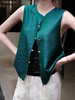 盛唐婧 |提花真丝缎双面穿对襟马甲-绿色 商品缩略图2