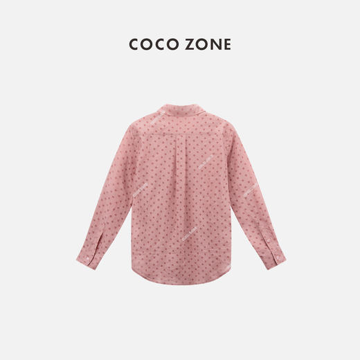 COCO ZONE"霓虹甜心”复古波点翻领单排扣衬衫时尚百搭长袖开衫上衣CC1B1021 商品图1