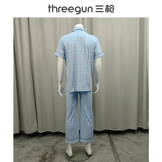 Threegun三枪 舒肤棉翻领开襟短袖长裤男家居套-80781D911 商品图14