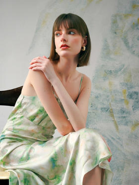 醋酸|抽绳吊带连衣裙