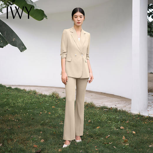 IWY/简约干练卡其色西服外套女春夏教师面试气质西装Ol商务职业装C14234+P34234 商品图3