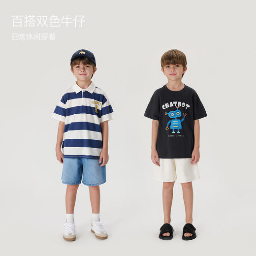 马克珍妮男童舒适纯棉五分牛仔短裤儿童裤子2024年夏装新款240517 商品图1