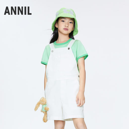 女童时尚活力背带中裤BLUE新款安奈儿童装实体店同款AG426662 商品图0