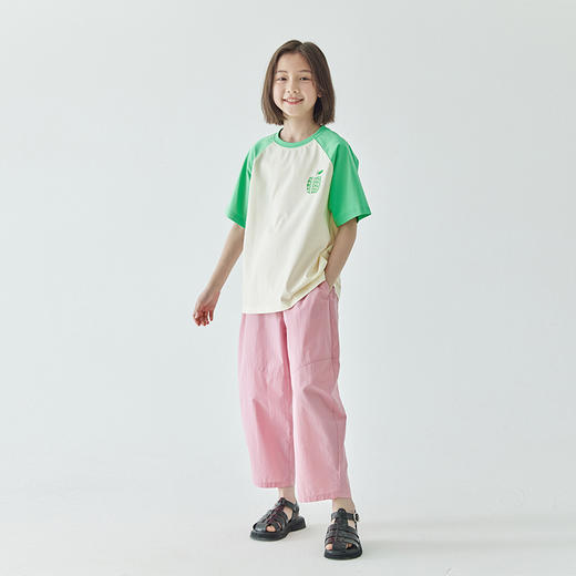 棵初夏季新品女童凉感圆领插肩短袖清新马卡龙色系百搭休闲T恤 商品图4