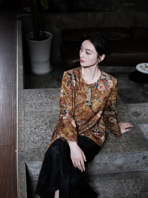 盛唐婧 |香云纱江涯海水纹两面穿外套 商品图3